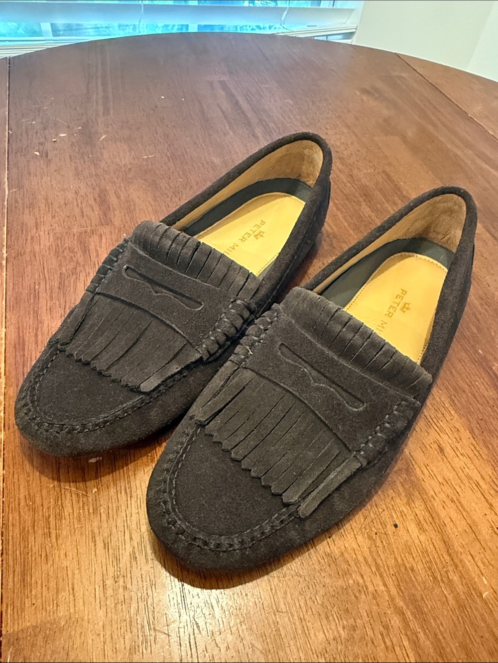 Peter Millar Brown Suede Fringe Kiltie Slip-On Loafers